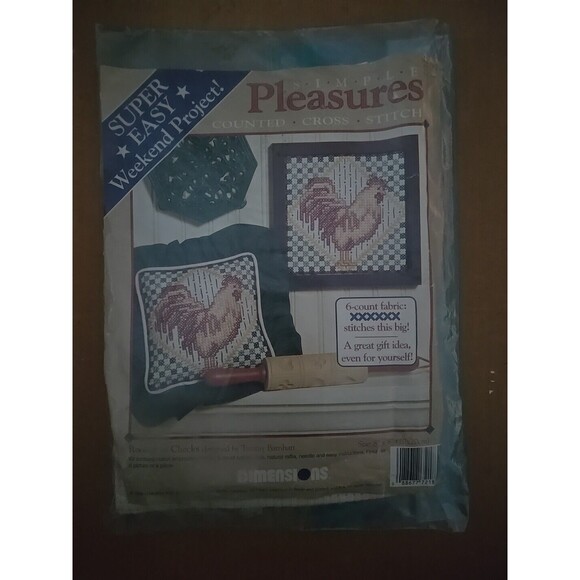 Dimensions Simple Pleasures Country Cross Stitch # 72183 Rooster In Checks Kit - Picture 4 of 5